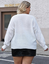 Women Plus Size Floral Embroidered Knit Sweater - PRUSES