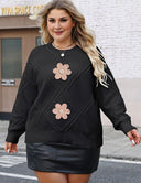 Women Plus Size Floral Embroidered Knit Sweater - PRUSES
