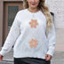 Women Plus Size Floral Embroidered Knit Sweater - PRUSES