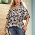 Women Plus Size Floral Flutter Sleeve Cutout Blouse | PRUSES - PRUSES