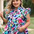 Women Plus Size Floral Flutter Sleeve Tied Blouse | PRUSES - PRUSES