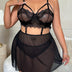 Women Plus Size Floral Lace Scallop Trim Underwire Babydoll - PRUSES