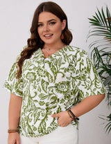 Women Plus Size Floral Leaf Print Blouse | PRUSES - PRUSES