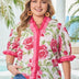 Women Plus Size Floral Print Frilled Detail Blouse | PRUSES - PRUSES