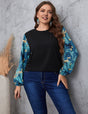 Women Plus Size Floral Print Lantern Sleeve Tee | PRUSES - PRUSES