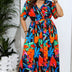 Women Plus Size Floral Print V - Neck Dresses - PRUSES