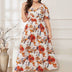 Women Plus Size Floral Print Wrap Puff Sleeve Tunic Maxi Dress | PRUSES - PRUSES