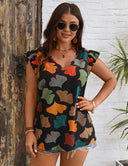 Women Plus Size Floral Printed Flying Sleeves Blouse | PRUSES - PRUSES