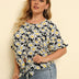 Women Plus Size Floral Printed Tops Ruffles Short Sleeve | PRUSES - PRUSES