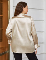 Women Plus Size Flounce Sleeve Band Collar Shirt | PRUSES - PRUSES