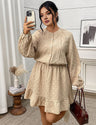 Women Plus Size French Vintage Jacquard Waist Dress - PRUSES