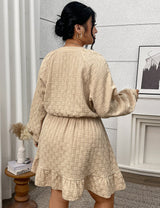 Women Plus Size French Vintage Jacquard Waist Dress - PRUSES