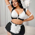 Women Plus Size Frill Trim Maid Costume Set - PRUSES