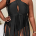 Women Plus Size Fringe Hem Crisscross Halter One Piece Swimsuit - PRUSES