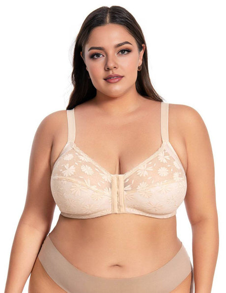 Women Plus Size Front Buckle Lace Bra | PRUSES - PRUSES