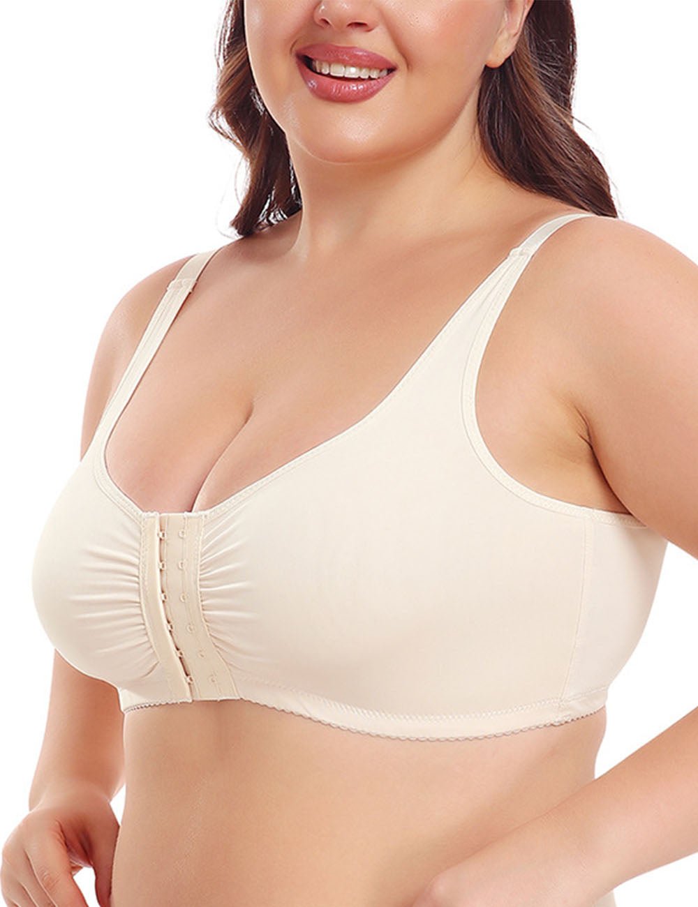Women Plus Size Front Closure Pleated Wire - Free Bra | PRUSES - PRUSES