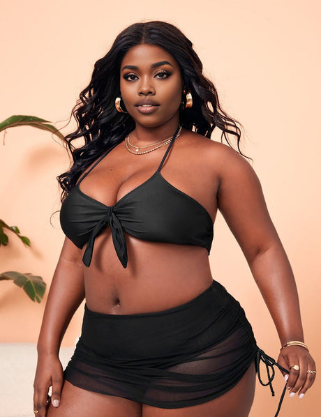 Women Plus Size Front Twist Bikini Three - Piece Set | PRUSES - PRUSES