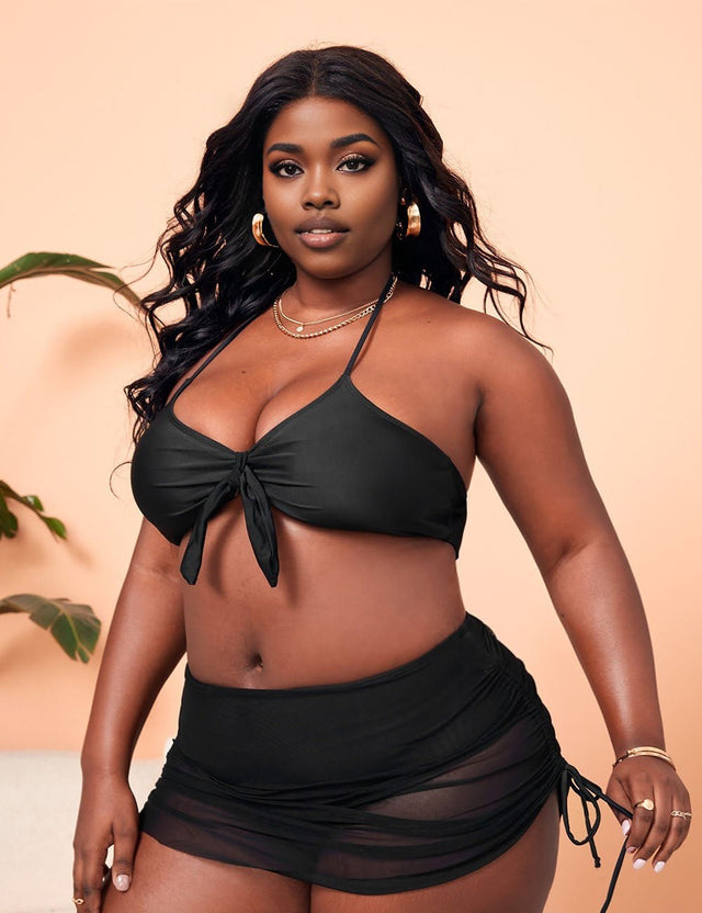 Women Plus Size Front Twist Bikini Three - Piece Set | PRUSES - PRUSES