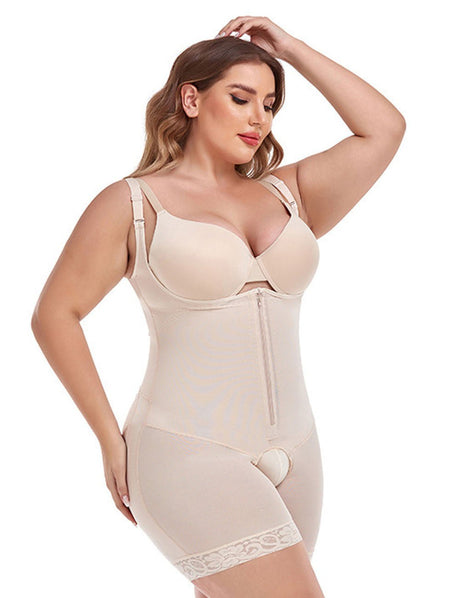 Women Plus Size Front Zipper Open Bust Shapewear - PRUSES