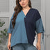 Women Plus Size Geometric Contrast Color Spliced T-shirt | PRUSES - PRUSES