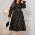 Women Plus Size Gold Dot Print Lantern Sleeve Dress - PRUSES