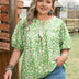 Women Plus Size Green Leopard Tassel Tie Short Sleeve | PRUSES - PRUSES