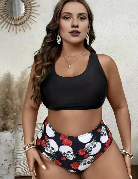 Women Plus Size Halloween Bikini Set with Cover Up - PRUSES