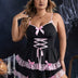 Women Plus Size Halloween Contrast Lace Maid Costume Babydoll - PRUSES