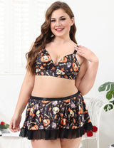 Women Plus Size Halloween Print Lingerie Set - PRUSES