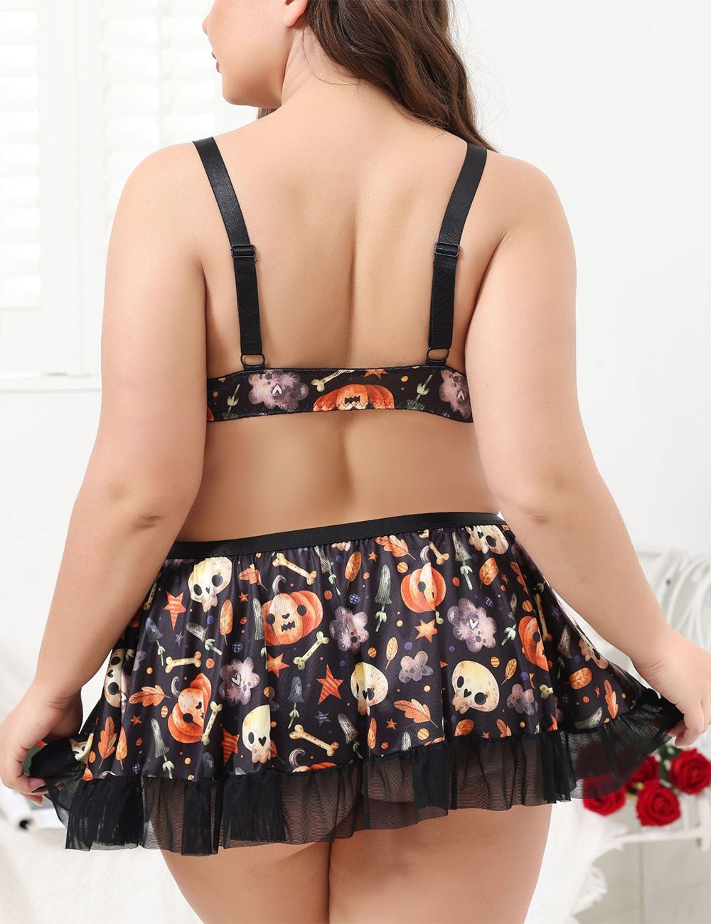 Women Plus Size Halloween Print Lingerie Set - PRUSES