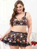 Women Plus Size Halloween Print Lingerie Set - PRUSES