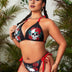 Women Plus Size Halloween Skull Print Triangle Bikini - PRUSES