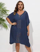 Women Plus Size Hand Crochet Patchwork Loose Bikini Cover - up - PRUSES