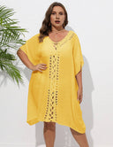 Women Plus Size Hand Crochet Patchwork Loose Bikini Cover - up - PRUSES