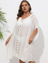 Women Plus Size Hand Crochet Patchwork Loose Bikini Cover - up - PRUSES