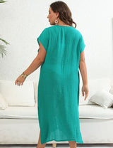 Women Plus Size Hand Crocheted Contrast Color Bikini Cover Up - PRUSES