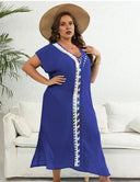 Women Plus Size Hand Crocheted Contrast Color Bikini Cover Up - PRUSES