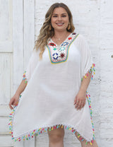 Women Plus Size Hand - Crocheted Flower Patchwork Tassel Cover Up | PRUSES - PRUSES