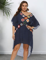 Women Plus Size Hand - Crocheted Mixed Color Patchwork Cover Up | PRUSES - PRUSES