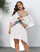Women Plus Size Hand - Crocheted Mixed Color Patchwork Cover Up | PRUSES - PRUSES
