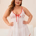 Women Plus Size Heart Print Mesh Babydoll - PRUSES
