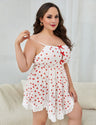 Women Plus Size Heart - Shaped Mesh Llace Suspender Babydoll - PRUSES