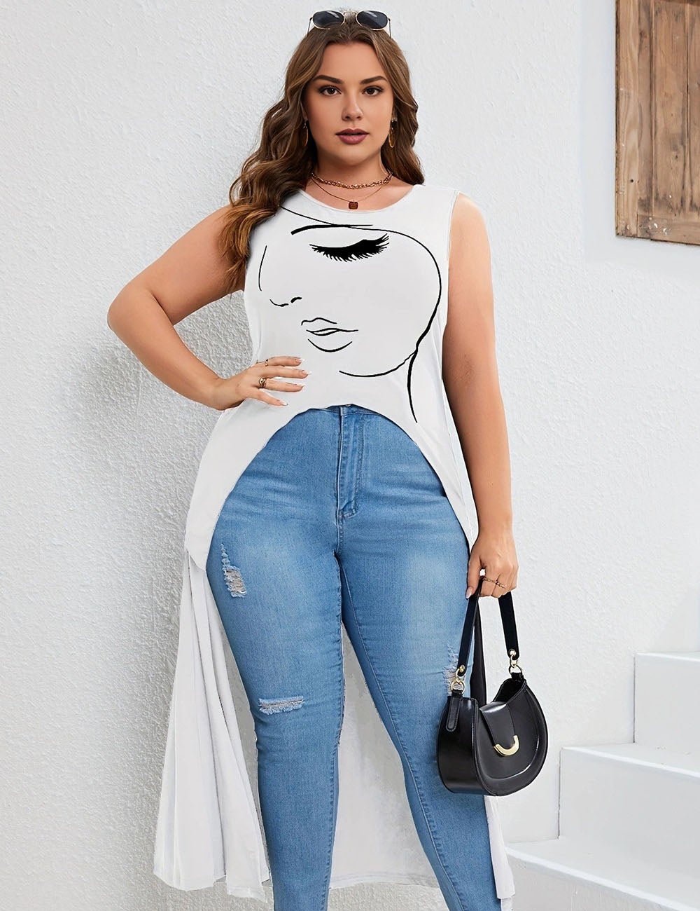 Women Plus Size High Low Hem Tank Top | PRUSES - PRUSES