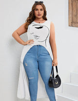 Women Plus Size High Low Hem Tank Top | PRUSES - PRUSES