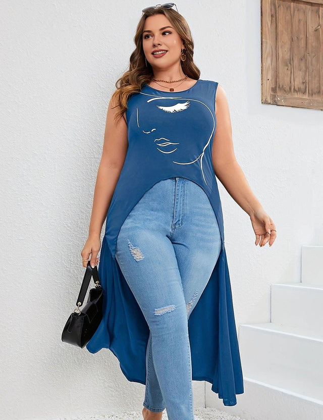 Women Plus Size High Low Hem Tank Top | PRUSES - PRUSES