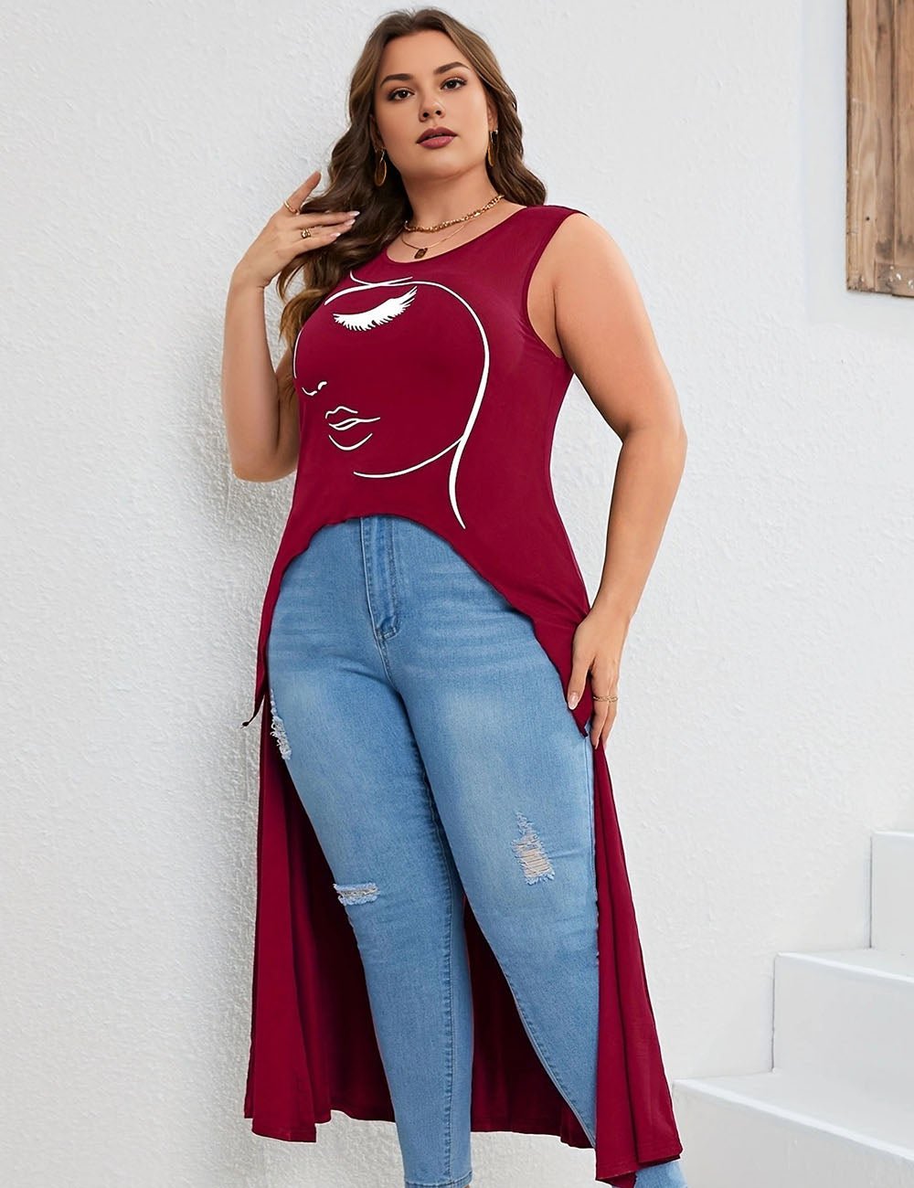 Women Plus Size High Low Hem Tank Top | PRUSES - PRUSES