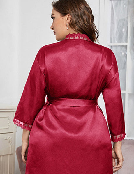 Women Plus Size High Quality Elegant Silk Robe - PRUSES