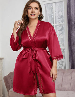 Women Plus Size High Quality Elegant Silk Robe - PRUSES