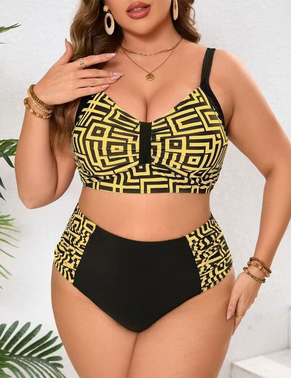 Women Plus Size High waist bikini two piece swimsuit - PRUSES