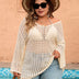 Women Plus Size Hollow Out Knit Swim Cover Up - PRUSES